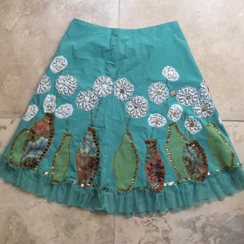 Anthropologie basil and Maude ruffle a-line skirt